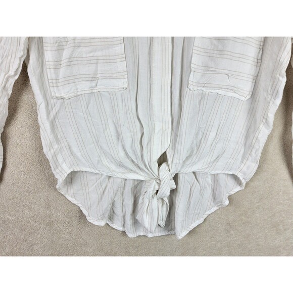 Faithful The Brand Women's Hi Low Tie Button Front Shirt Top Size 2 - Picture 2 of 5